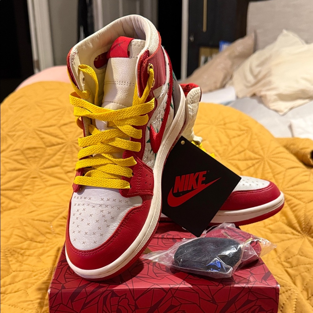 Nike Red, White & Yellow High-Top Sneakers